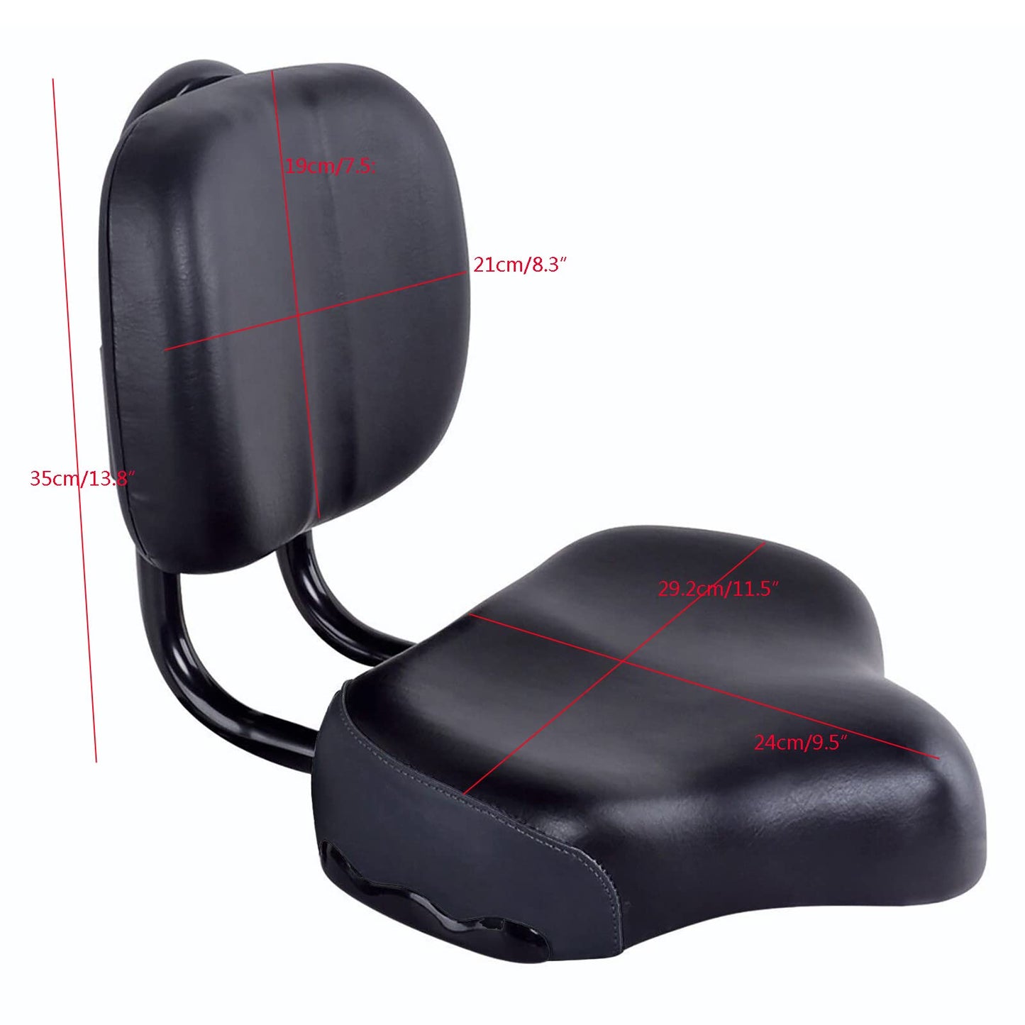 Extra Wide Bike Seat with Backrest and Comfortable Ergonomic Design for Men and Women.