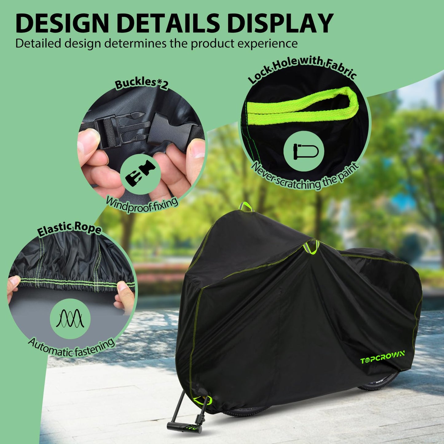 Topcrown Bike Cover Waterproof Outdoor Storage for 1/2/3 Bikes,