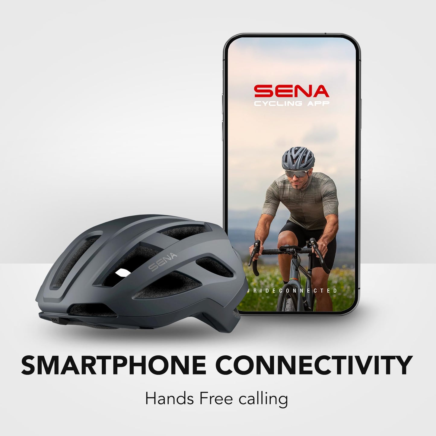 Sena C1 Smart Cycling Helmet with Bluetooth Intercom and Smartphone Connectivity for Music, GPS, and Phone Calls (Matte Gray, Large)