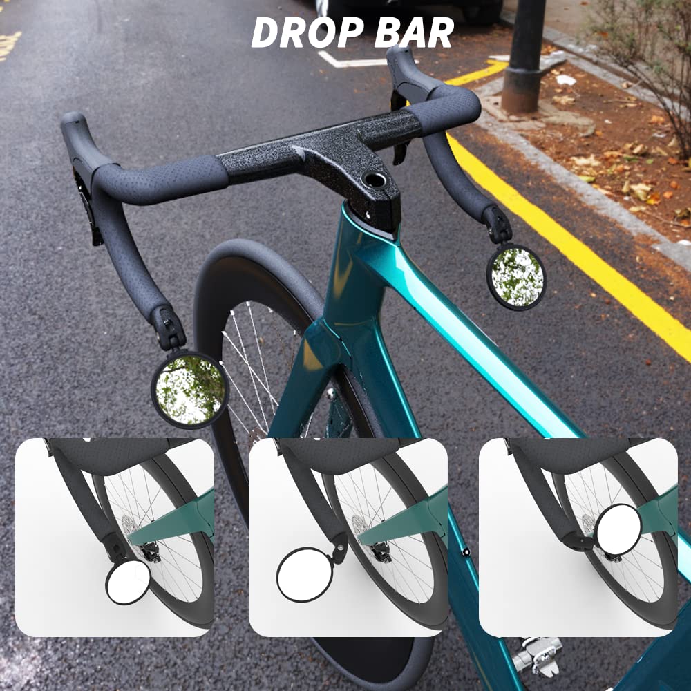 BriskMore Bike Handlebar Mirror, HD Glass Convex Lens Bicycle Rearview Mirror.